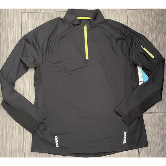 Fila Mens Fitted Performance Sport Long Sleeve Running 1/4 Zip Black XXL NWT - Picture 1 of 9